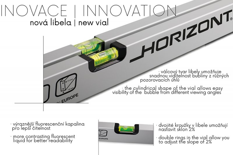 foto k produktu Vodováha HORIZONT VVM 1500mm 2 L+magnet