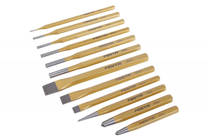 Sada sekáčů, důlčíků, průbojníků CrV 12ks