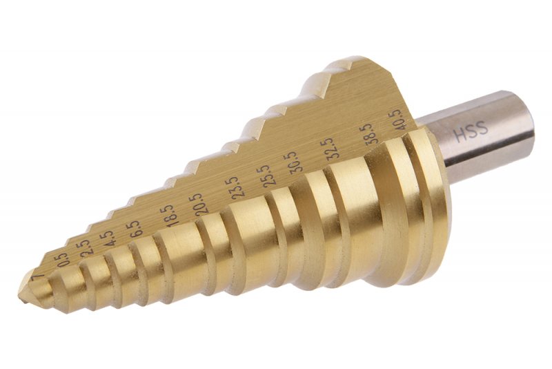 Vrták stupňový  HSS 7-40. 5mm, 13st. TiN