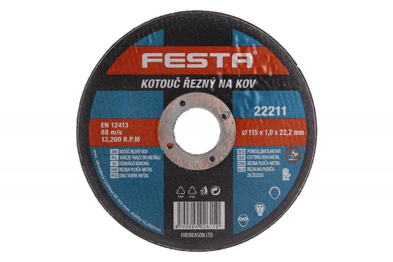 Kotouč řezný kov 115x1x22. 2 FESTA