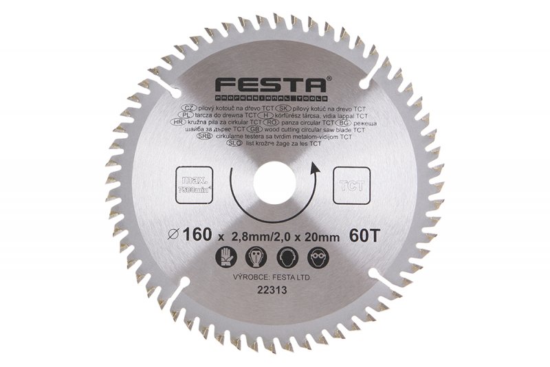 Kotouč pilový FESTA SK 160/2. 8/20/60Z