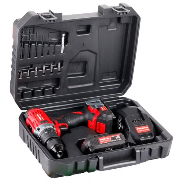 foto k produktu Vrtačka AKU s příklepem FESTA SHARE20V 2x baterie 2. 0Ah,  nabíječka,  kufr